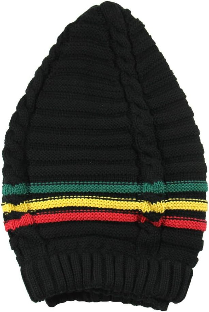 100% Cotton Classic Rasta Slouchy Ribbed Beanie Hats