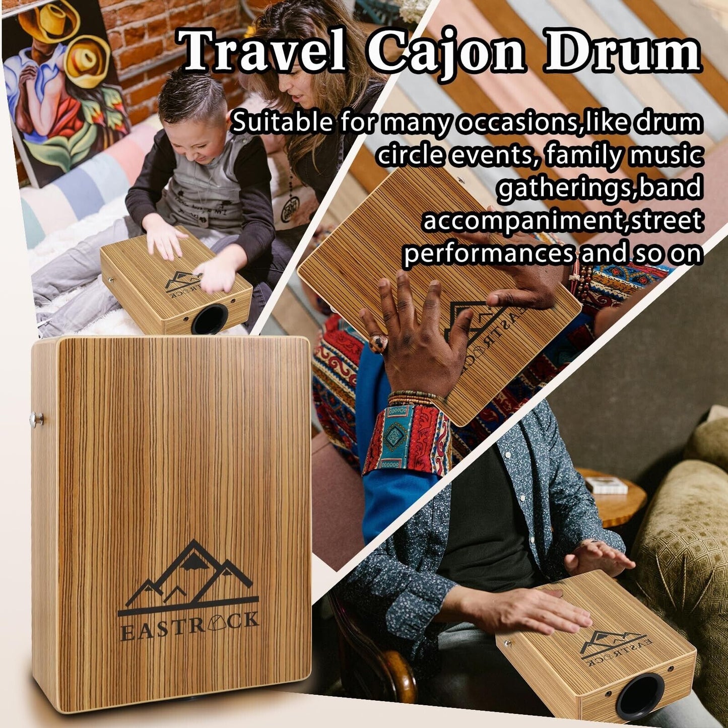 Eastrock Portable Cajones Beat Box Hand Drum Cajon, Stringed Persussion Instr...