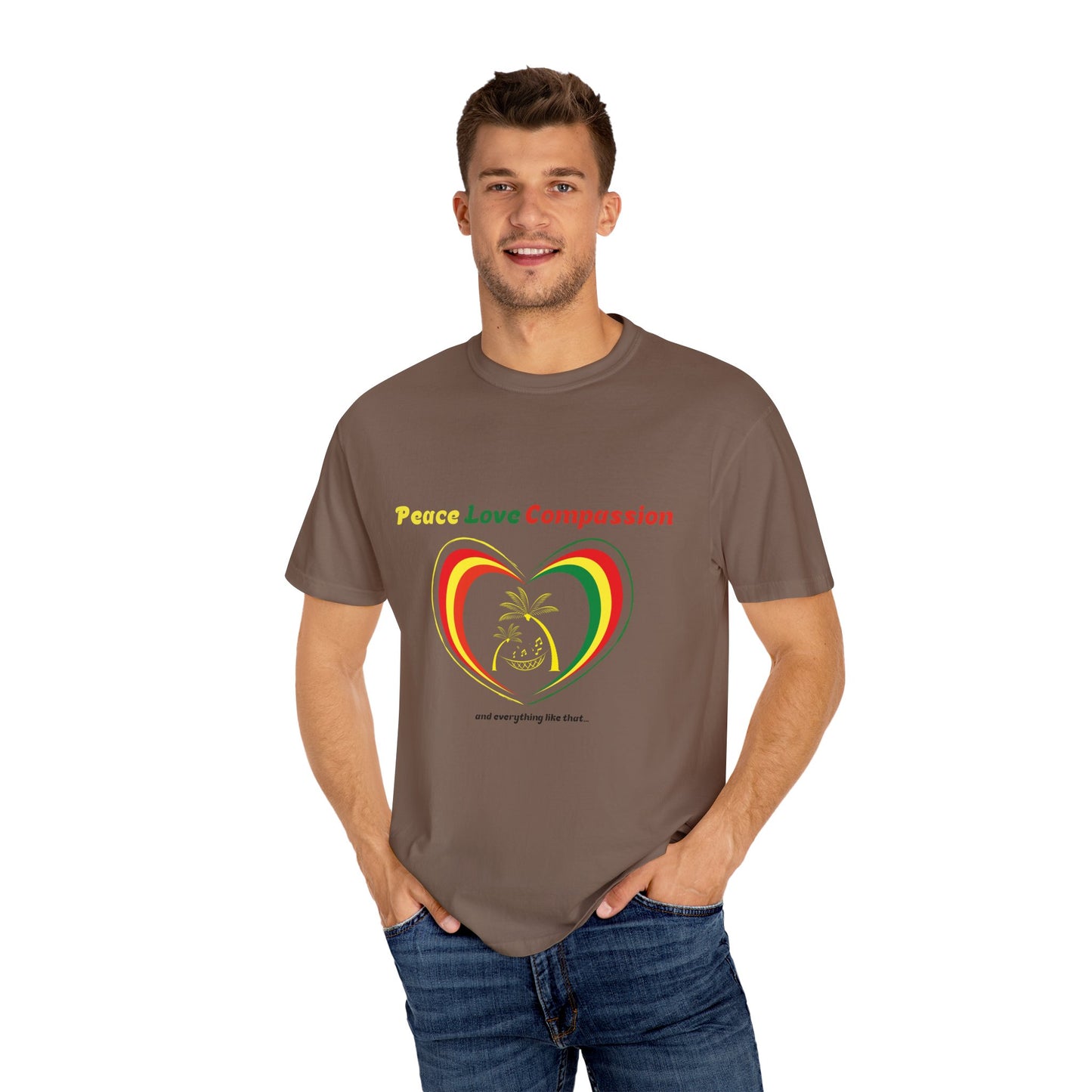 Garment-Dyed T-shirt Island Rhythm Peace Love Compassion