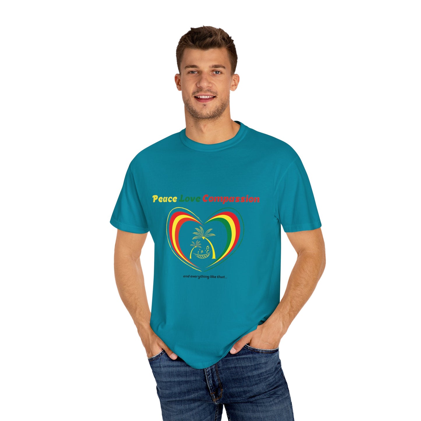 Garment-Dyed T-shirt Island Rhythm Peace Love Compassion