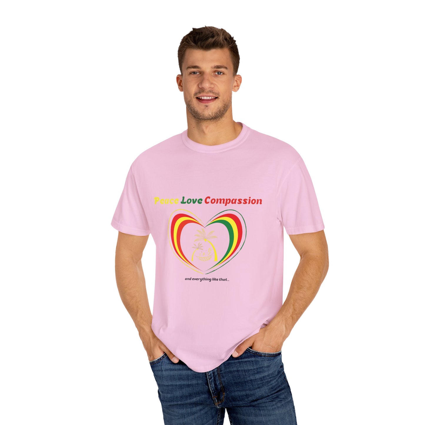 Garment-Dyed T-shirt Island Rhythm Peace Love Compassion