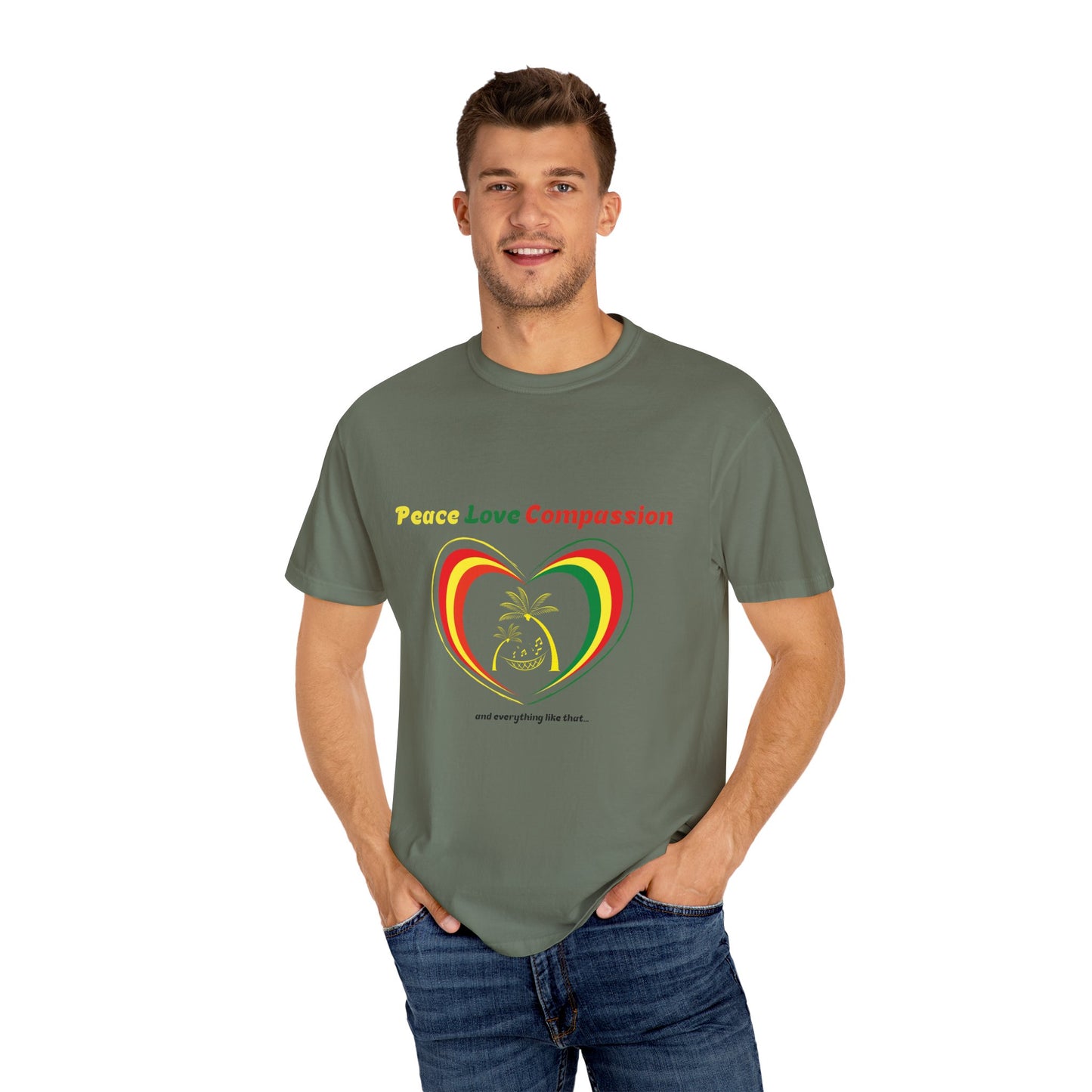 Garment-Dyed T-shirt Island Rhythm Peace Love Compassion