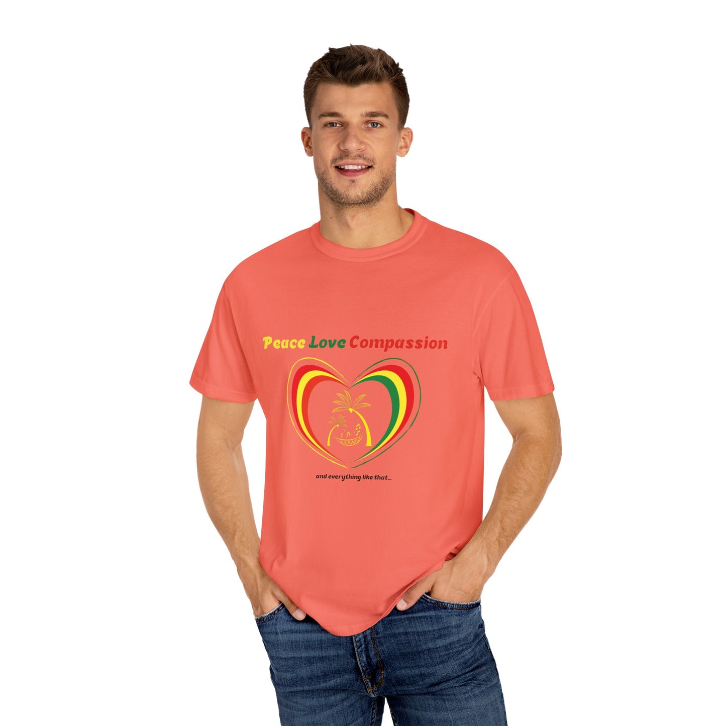 Garment-Dyed T-shirt Island Rhythm Peace Love Compassion
