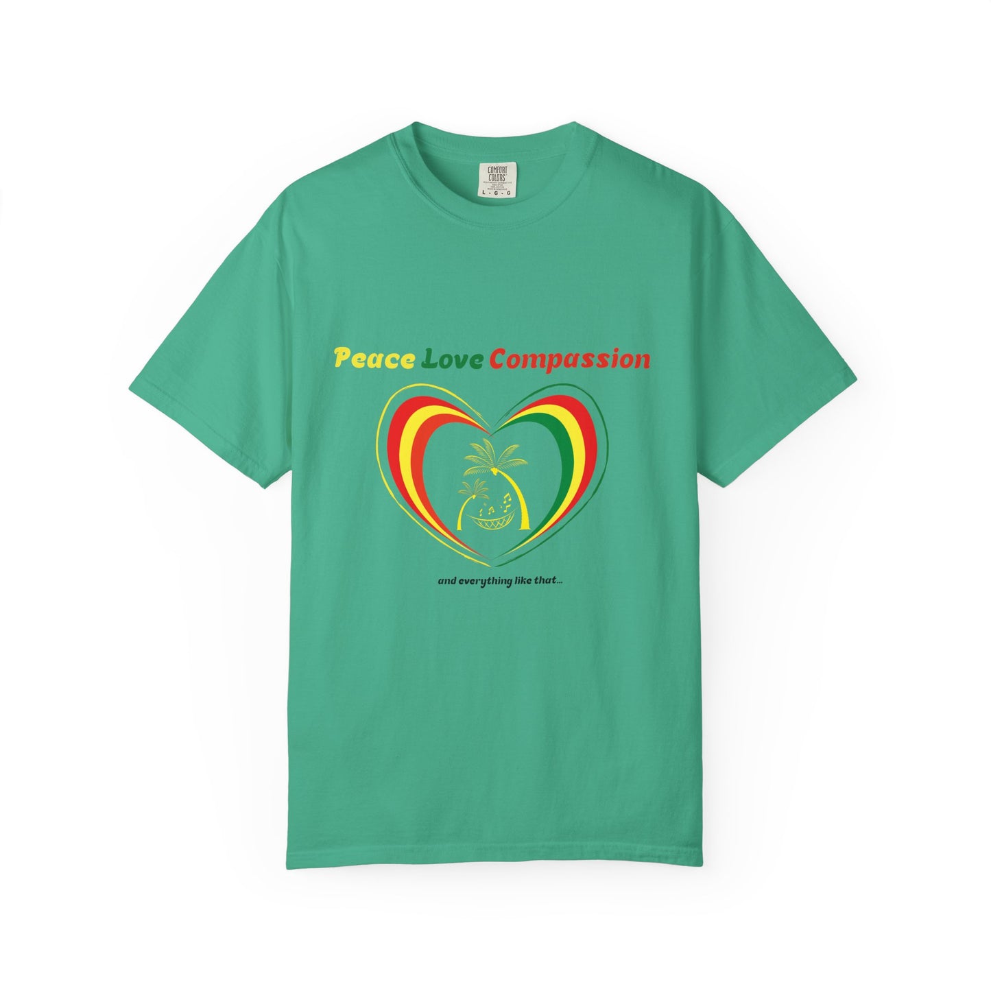 Garment-Dyed T-shirt Island Rhythm Peace Love Compassion