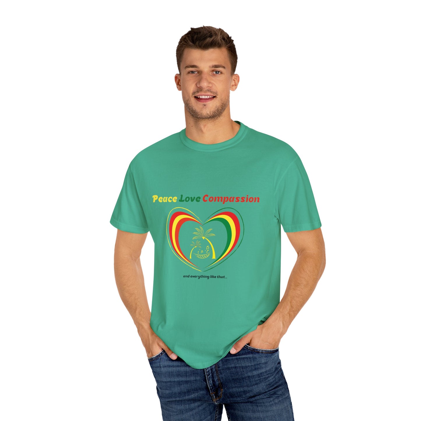 Garment-Dyed T-shirt Island Rhythm Peace Love Compassion