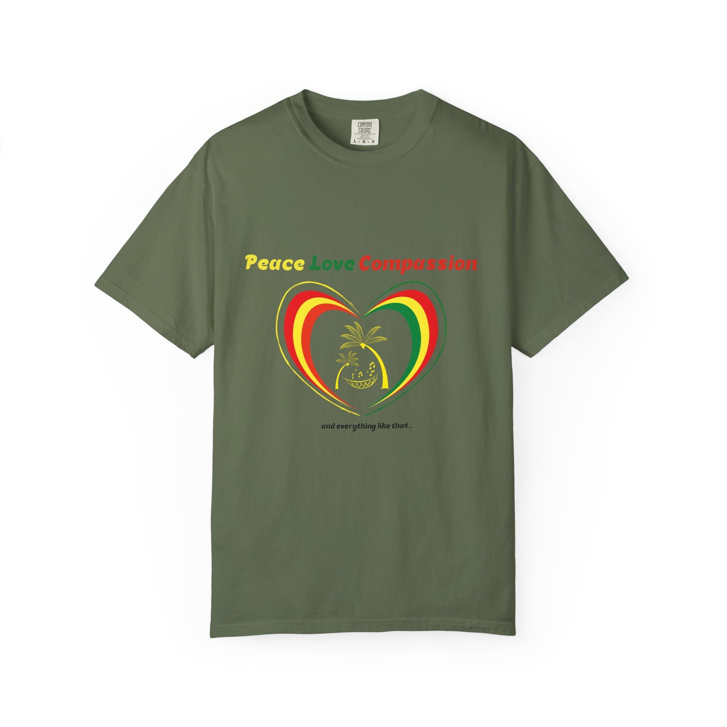 Garment-Dyed T-shirt Island Rhythm Peace Love Compassion