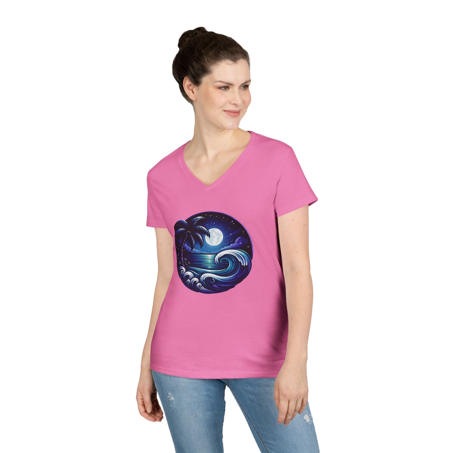 Moonlit Surf V-Neck Tee — Island Rhythm Nightfall Edition - The Island Rhythm