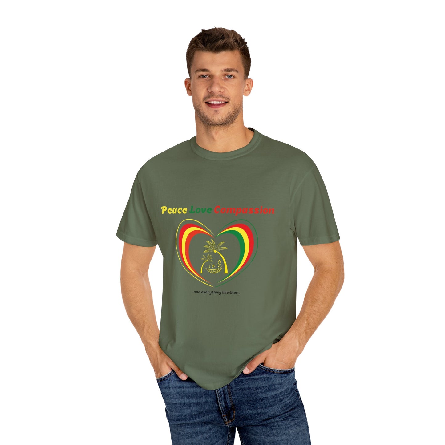 Garment-Dyed T-shirt Island Rhythm Peace Love Compassion