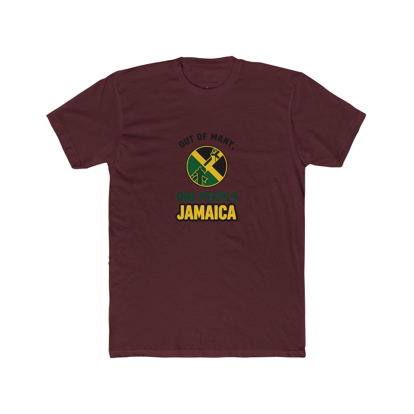Jamaican Pride Unisex Cotton Crew Tee - Out of Many, One People Graphic T-Shirt