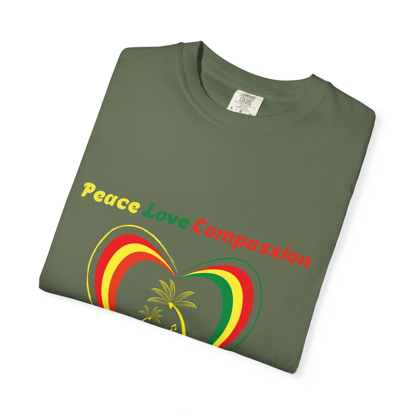 Garment-Dyed T-shirt Island Rhythm Peace Love Compassion