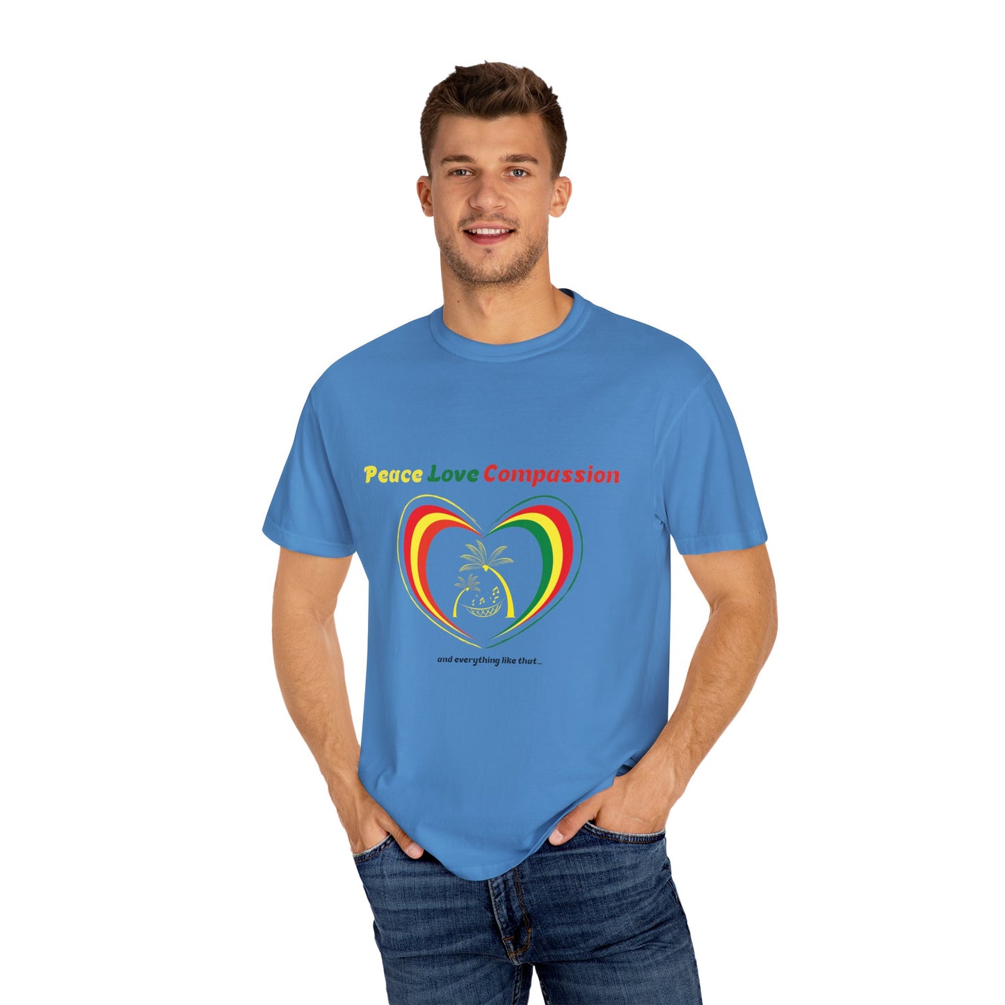 Garment-Dyed T-shirt Island Rhythm Peace Love Compassion