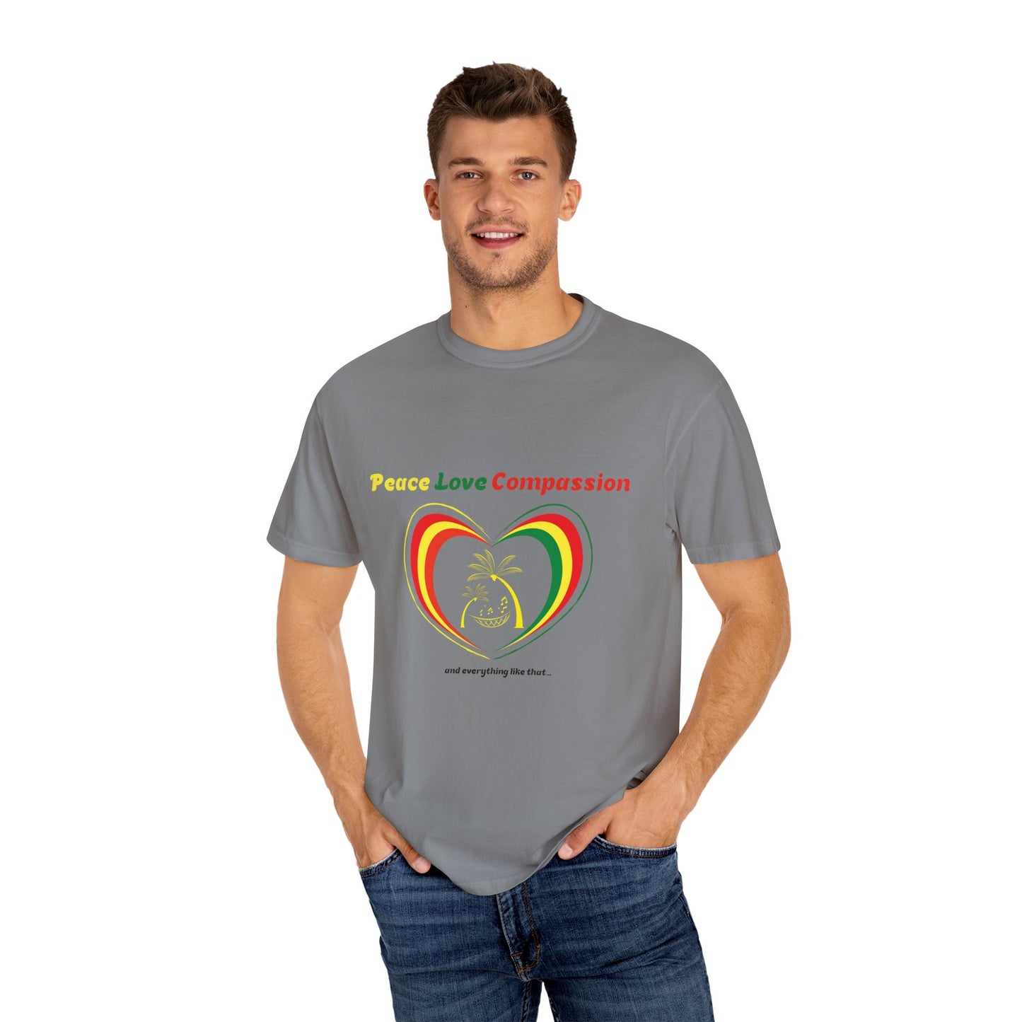 Garment-Dyed T-shirt Island Rhythm Peace Love Compassion
