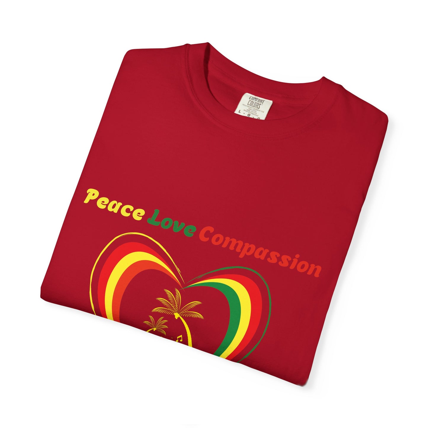 Garment-Dyed T-shirt Island Rhythm Peace Love Compassion