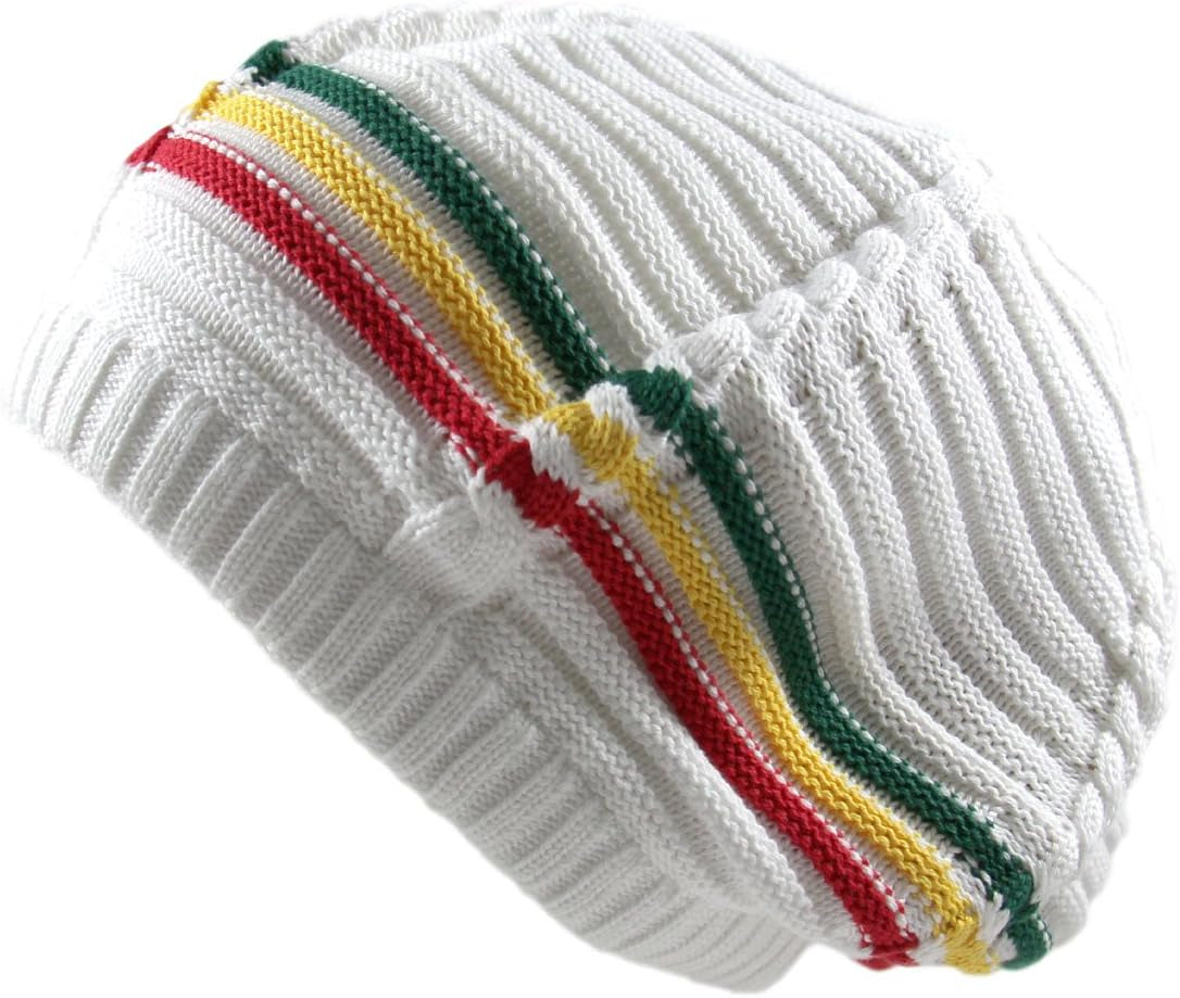 100% Cotton Classic Rasta Slouchy Ribbed Beanie Hats