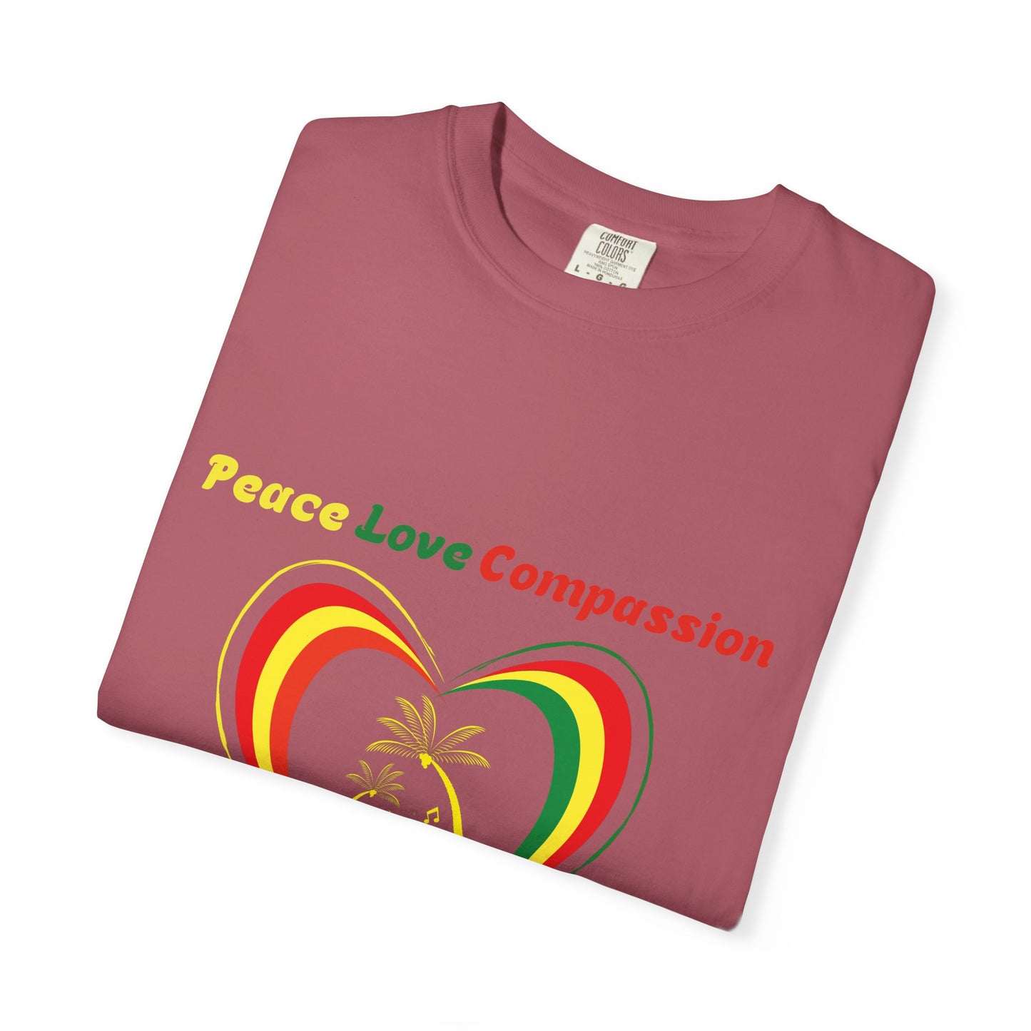 Garment-Dyed T-shirt Island Rhythm Peace Love Compassion