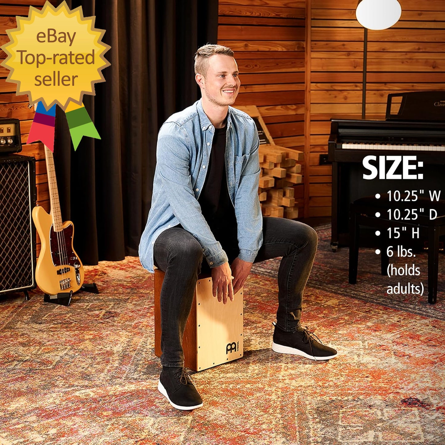 Jam Cajon Box Drum with Snare and Bass Tone for Acoustic Music Made in Europe