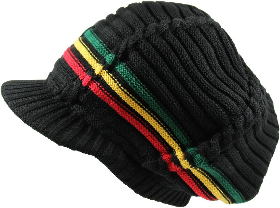 100% Cotton Classic Rasta Slouchy Ribbed Beanie Hats