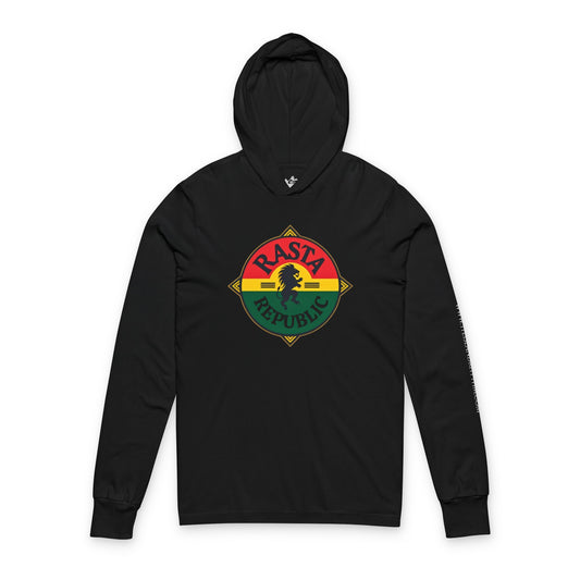 Rasta Republic Unisex Hooded Long Sleeve Tee, Perfect for Festivals, Casual Wear, Music Lovers, Gifts for Him, Unique Streetwear - The Island Rhythm
