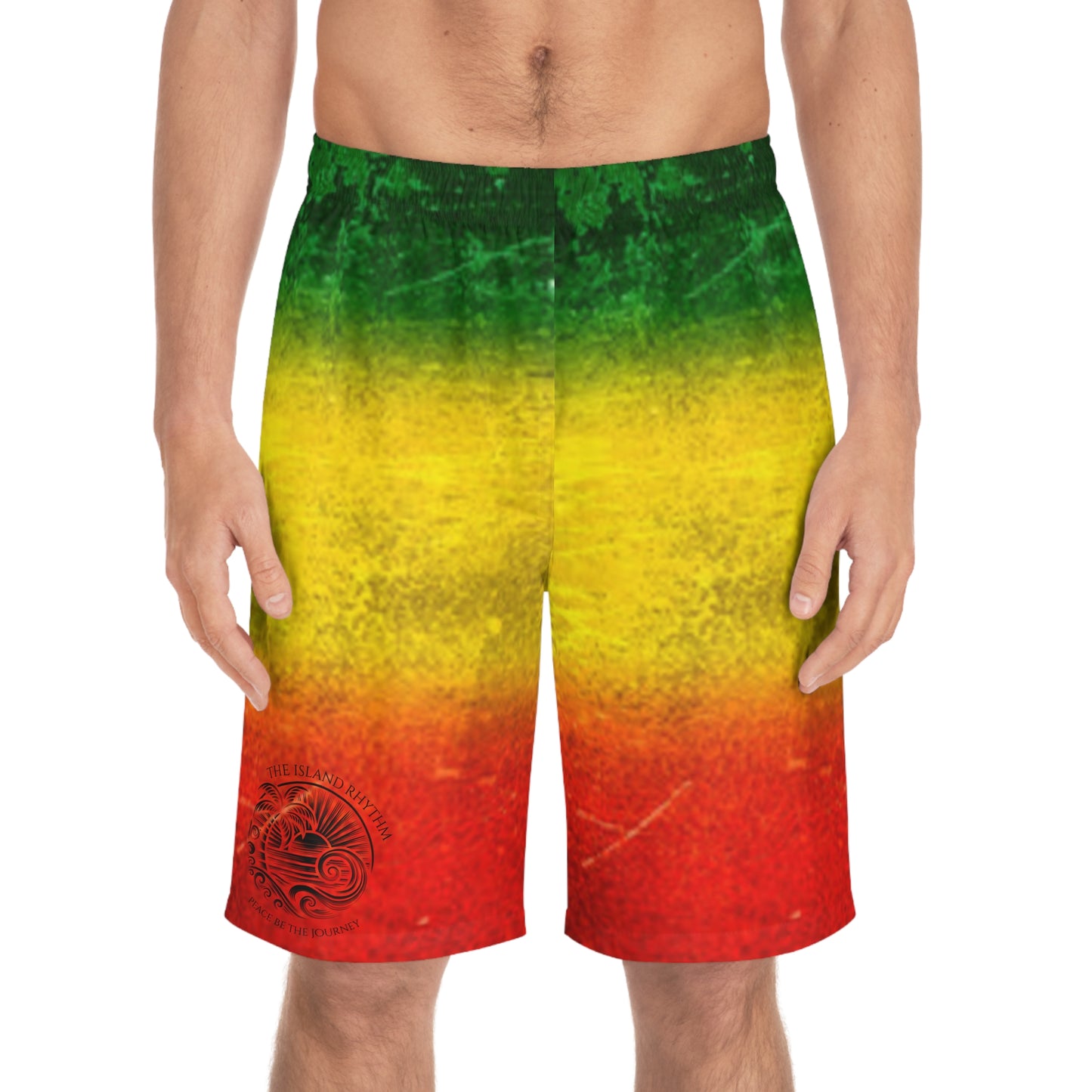 Men's Rasta Board Shorts - Vibrant Beachwear for Summer Adventures