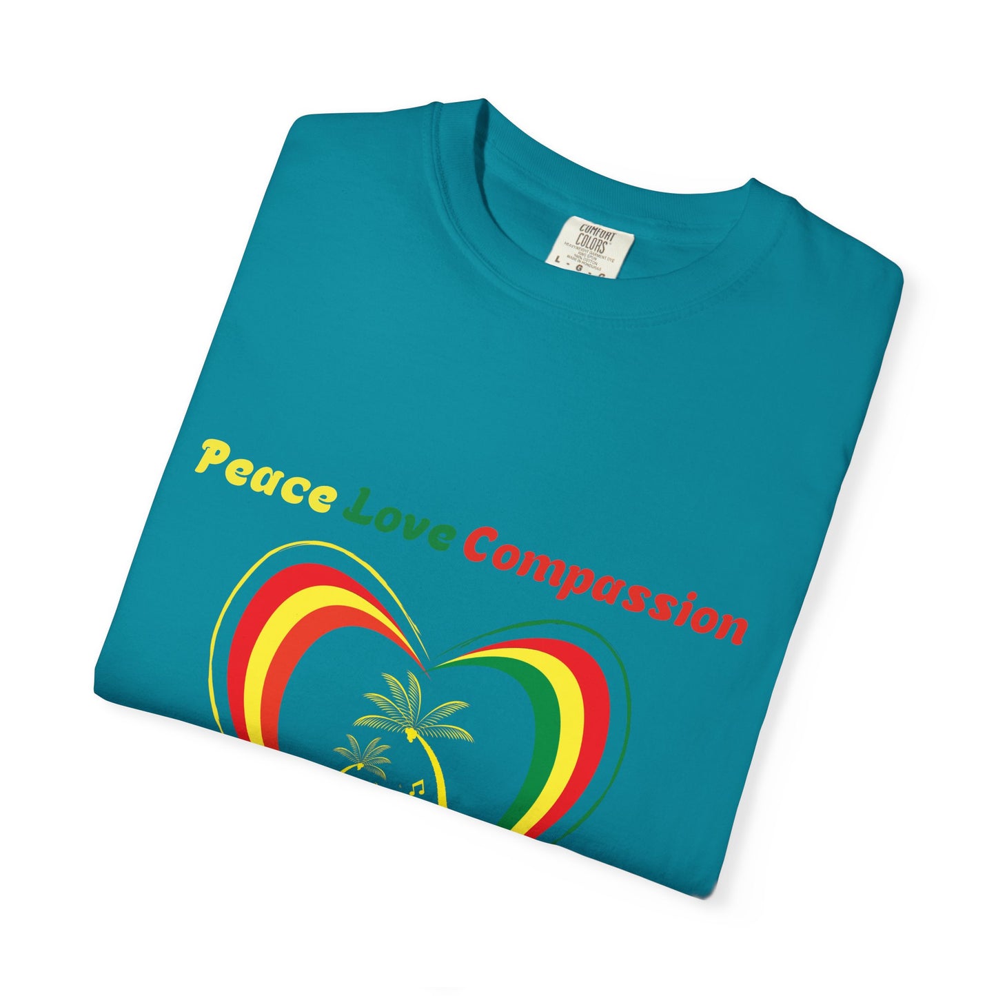Garment-Dyed T-shirt Island Rhythm Peace Love Compassion