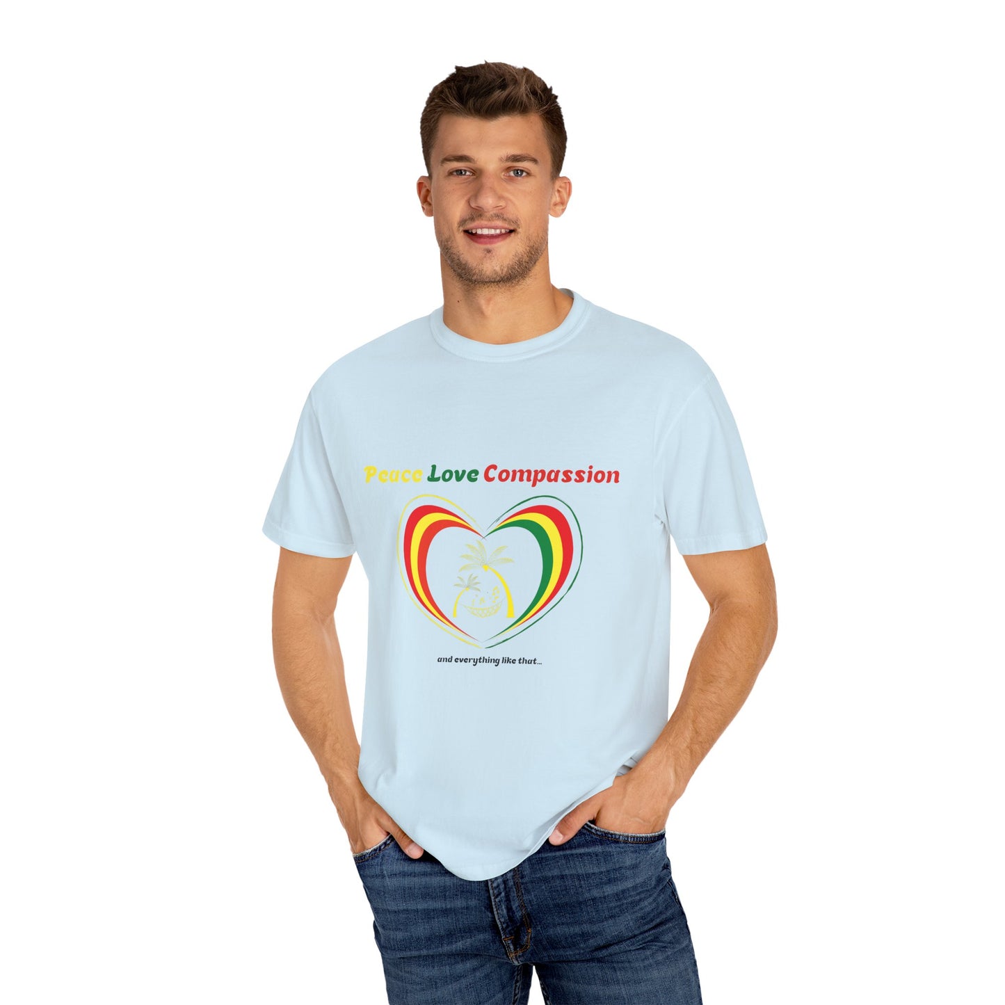 Garment-Dyed T-shirt Island Rhythm Peace Love Compassion