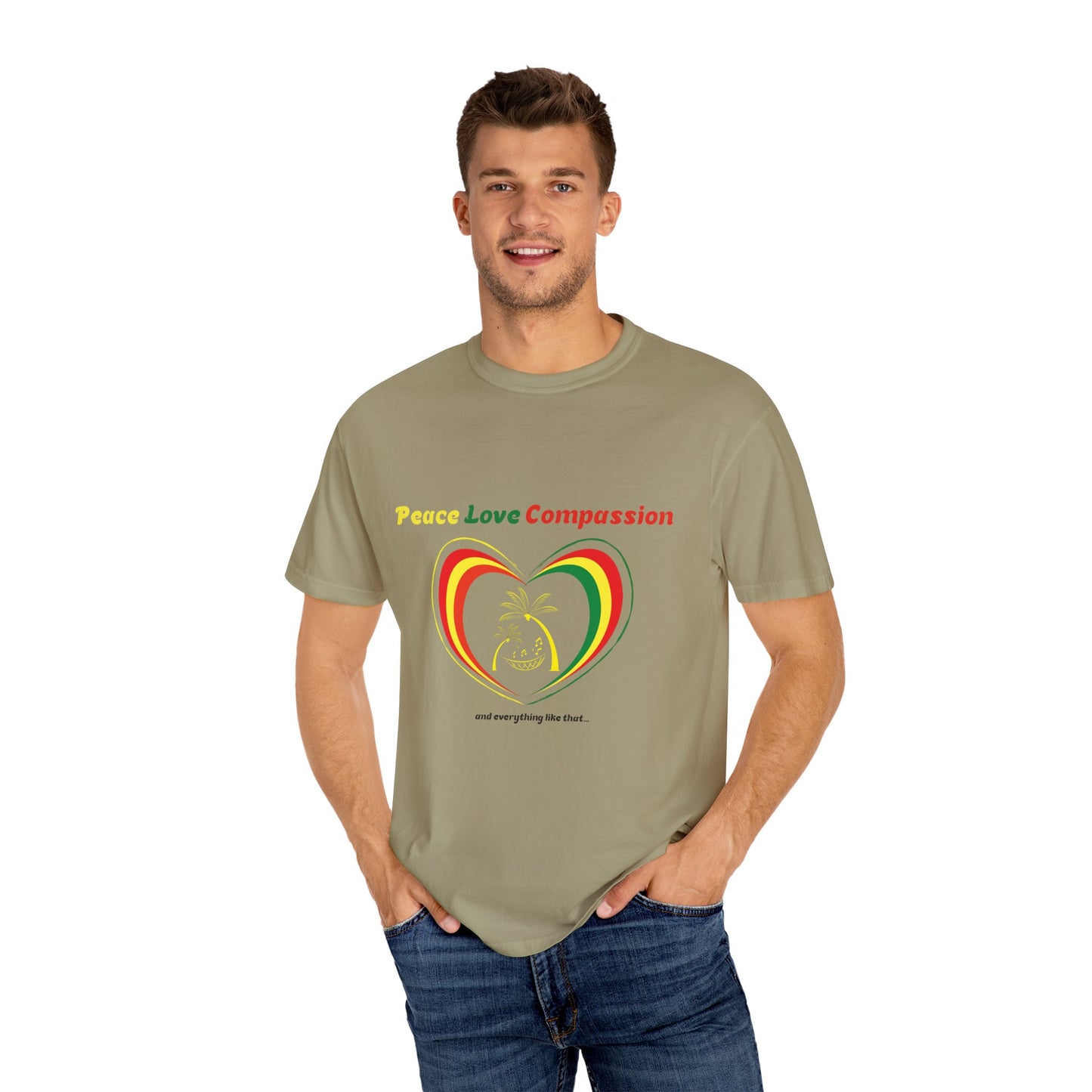 Garment-Dyed T-shirt Island Rhythm Peace Love Compassion