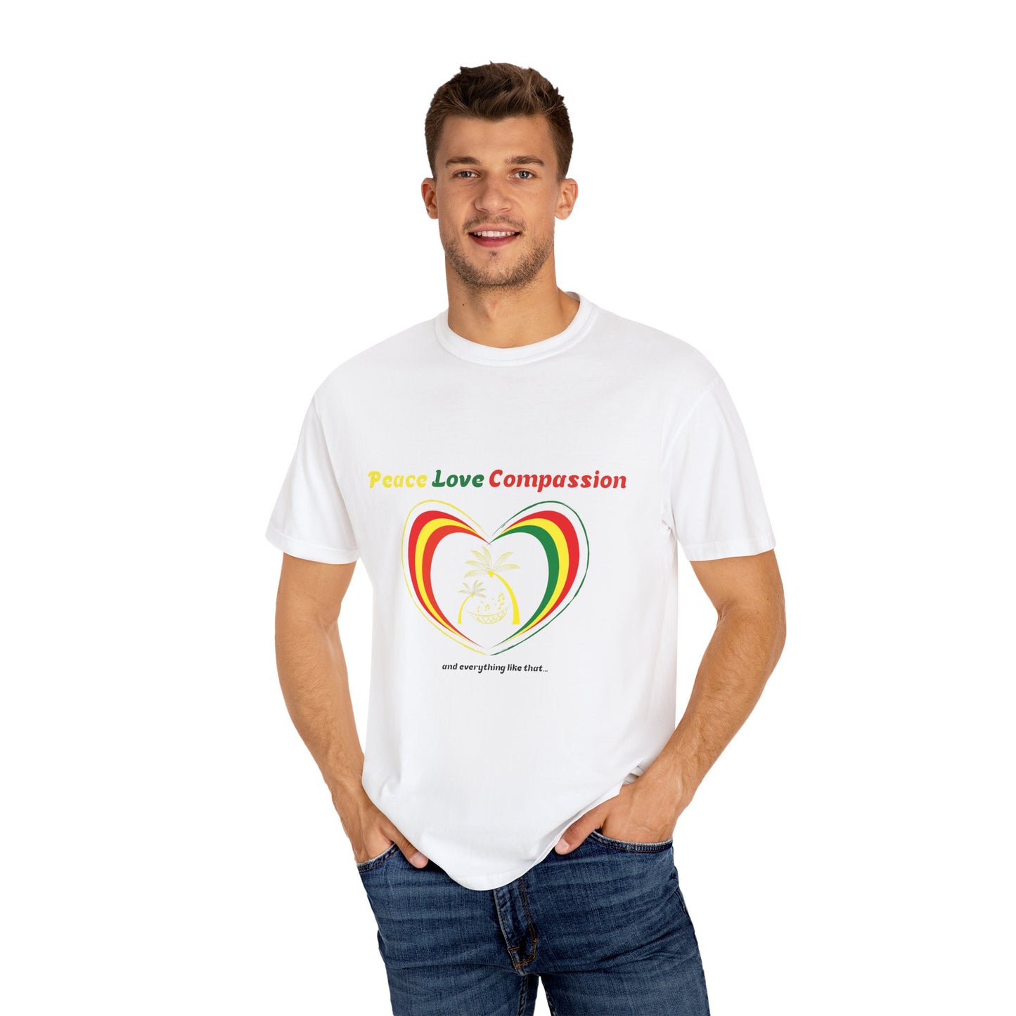 Garment-Dyed T-shirt Island Rhythm Peace Love Compassion