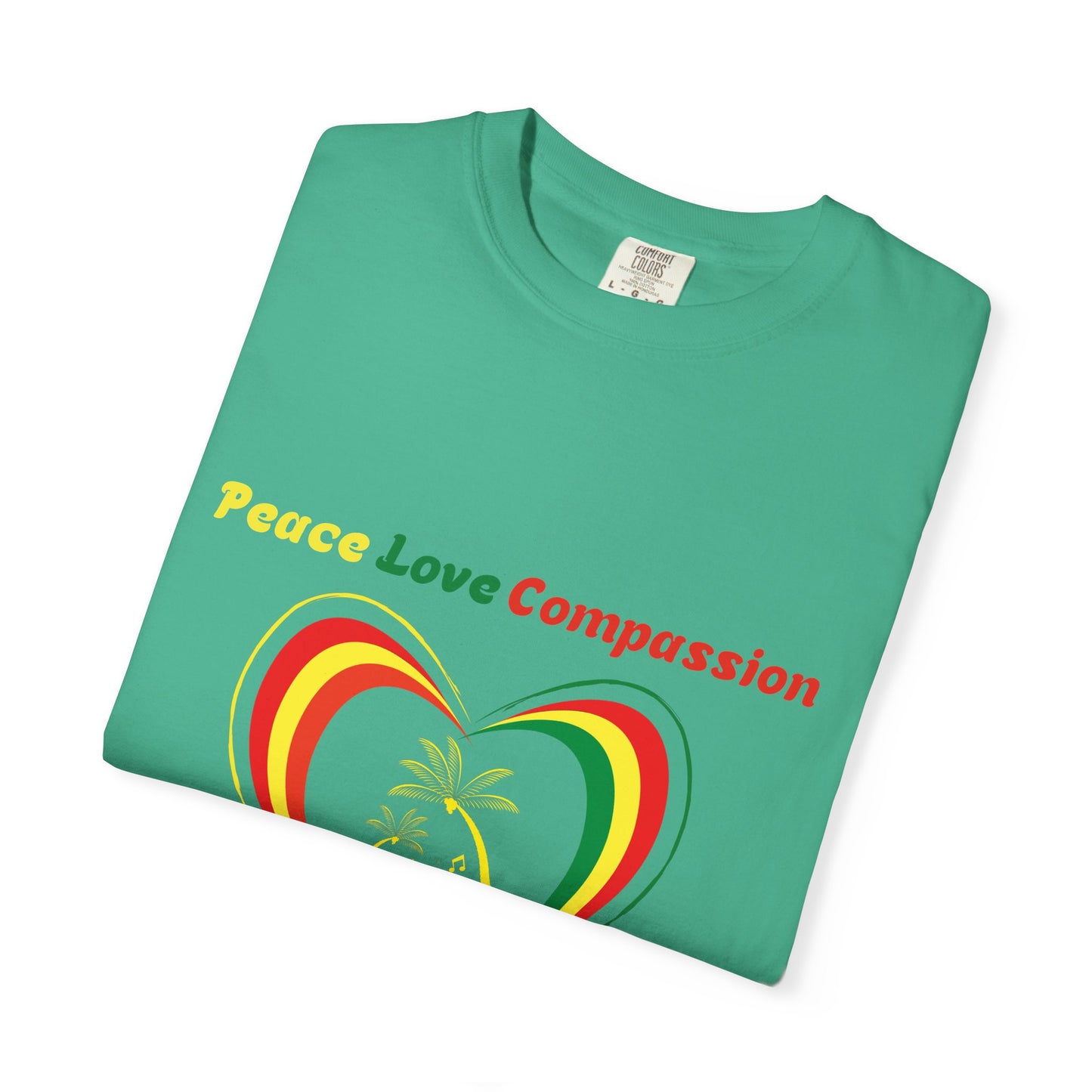 Garment-Dyed T-shirt Island Rhythm Peace Love Compassion