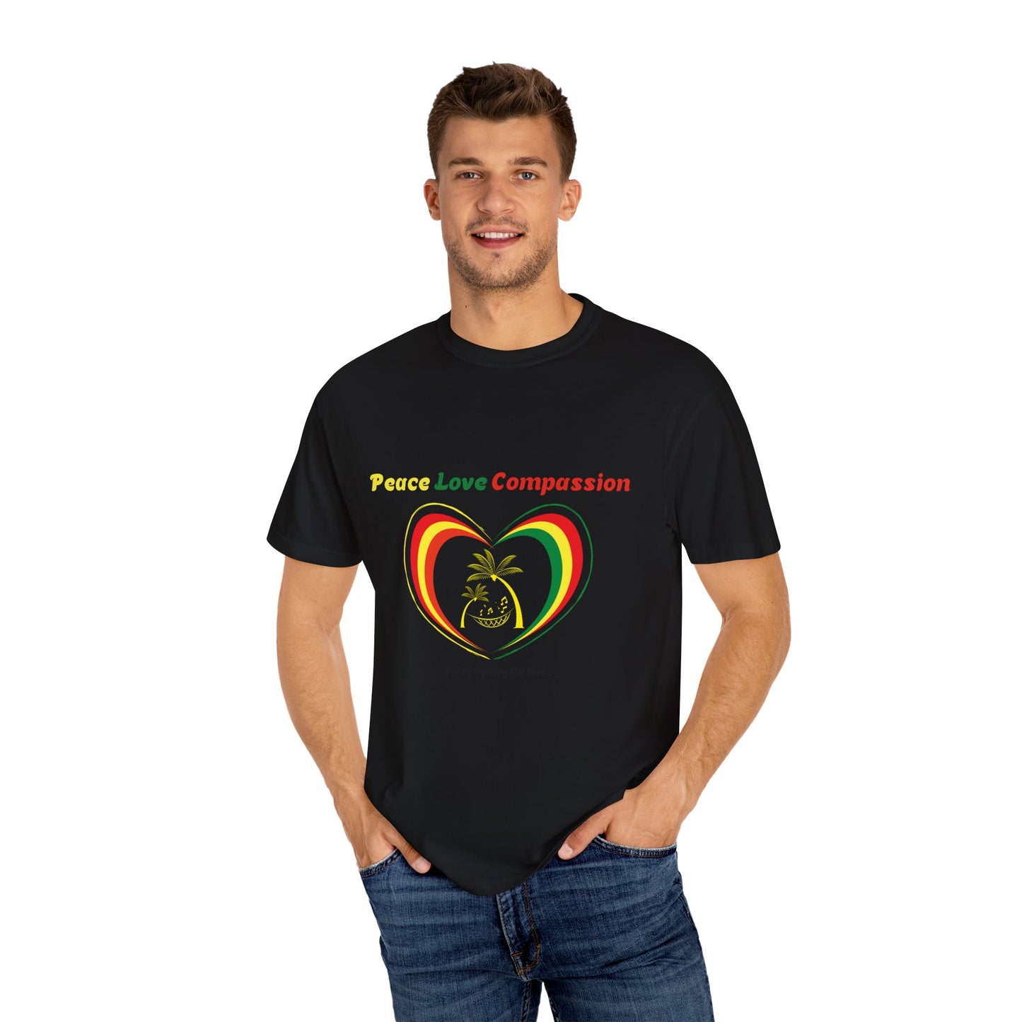 Garment-Dyed T-shirt Island Rhythm Peace Love Compassion