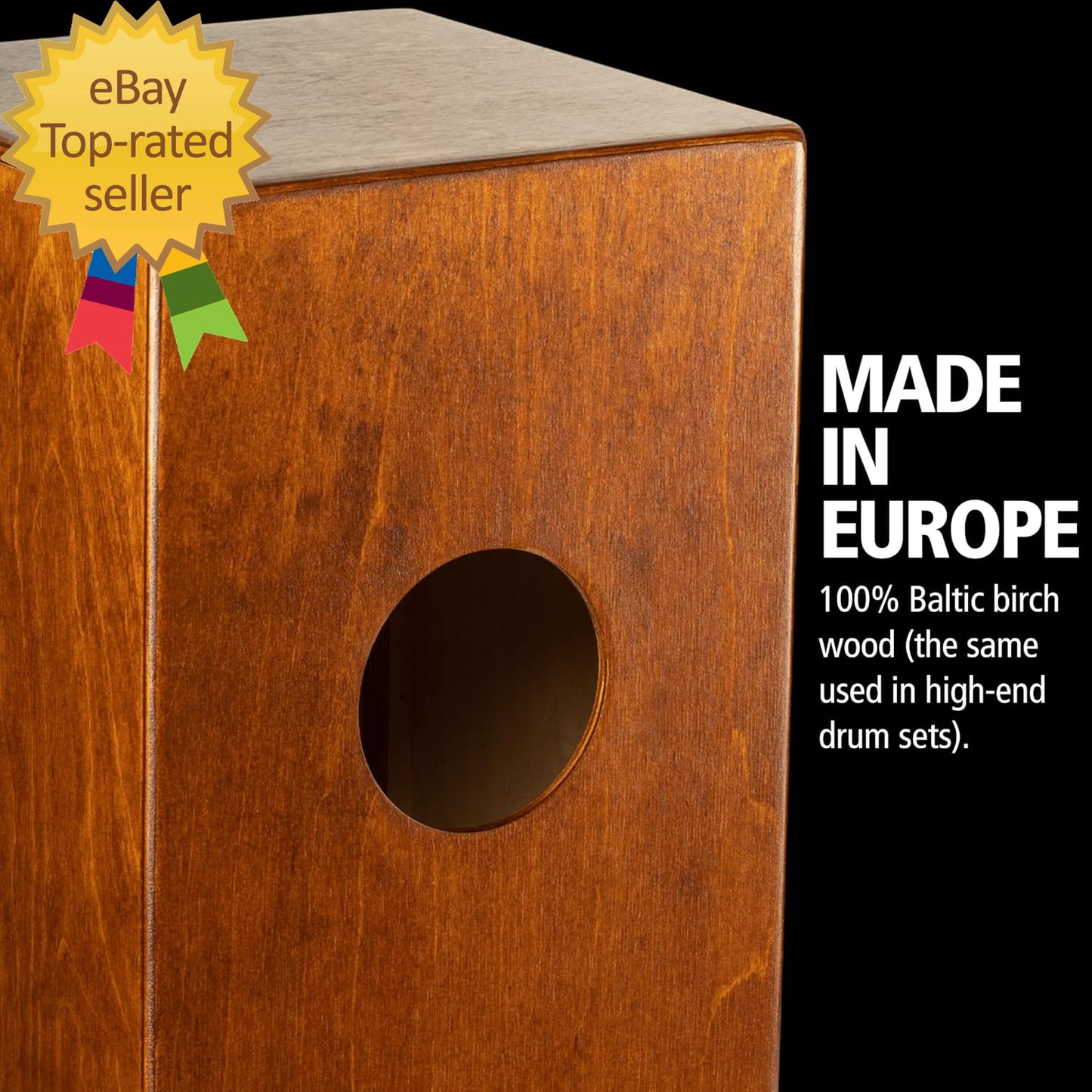 Jam Cajon Box Drum with Snare and Bass Tone for Acoustic Music Made in Europe
