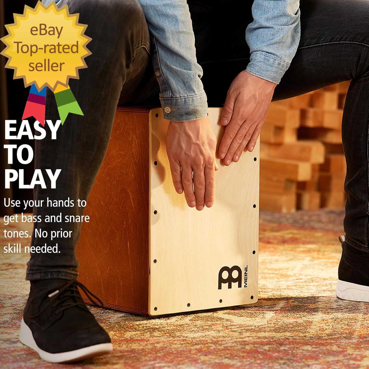 Jam Cajon Box Drum with Snare and Bass Tone for Acoustic Music Made in Europe