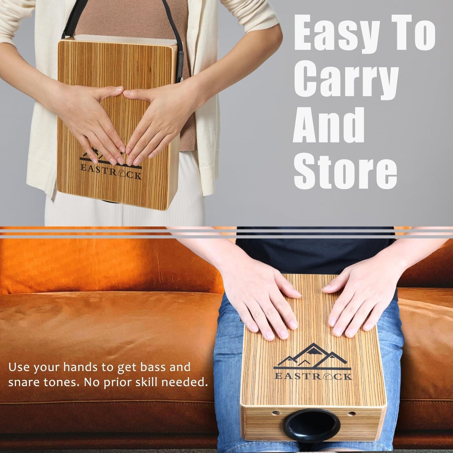 Eastrock Portable Cajones Beat Box Hand Drum Cajon, Stringed Persussion Instr...