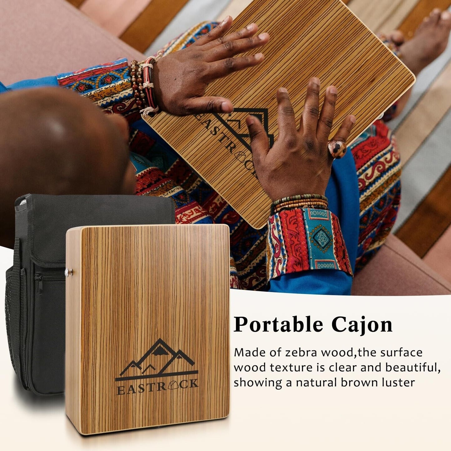 Eastrock Portable Cajones Beat Box Hand Drum Cajon, Stringed Persussion Instr...
