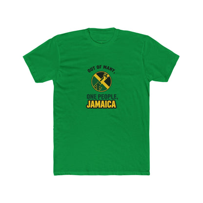 Jamaican Pride Unisex Cotton Crew Tee - Out of Many, One People Graphic T-Shirt - The Island Rhythm