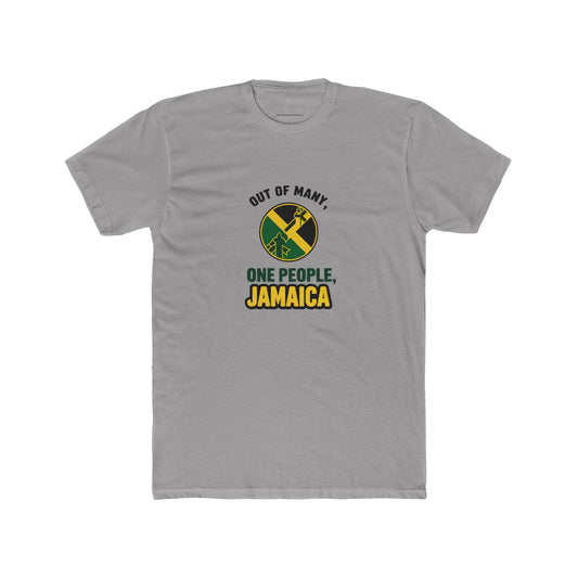 Jamaican Pride Unisex Cotton Crew Tee - Out of Many, One People Graphic T-Shirt - The Island Rhythm
