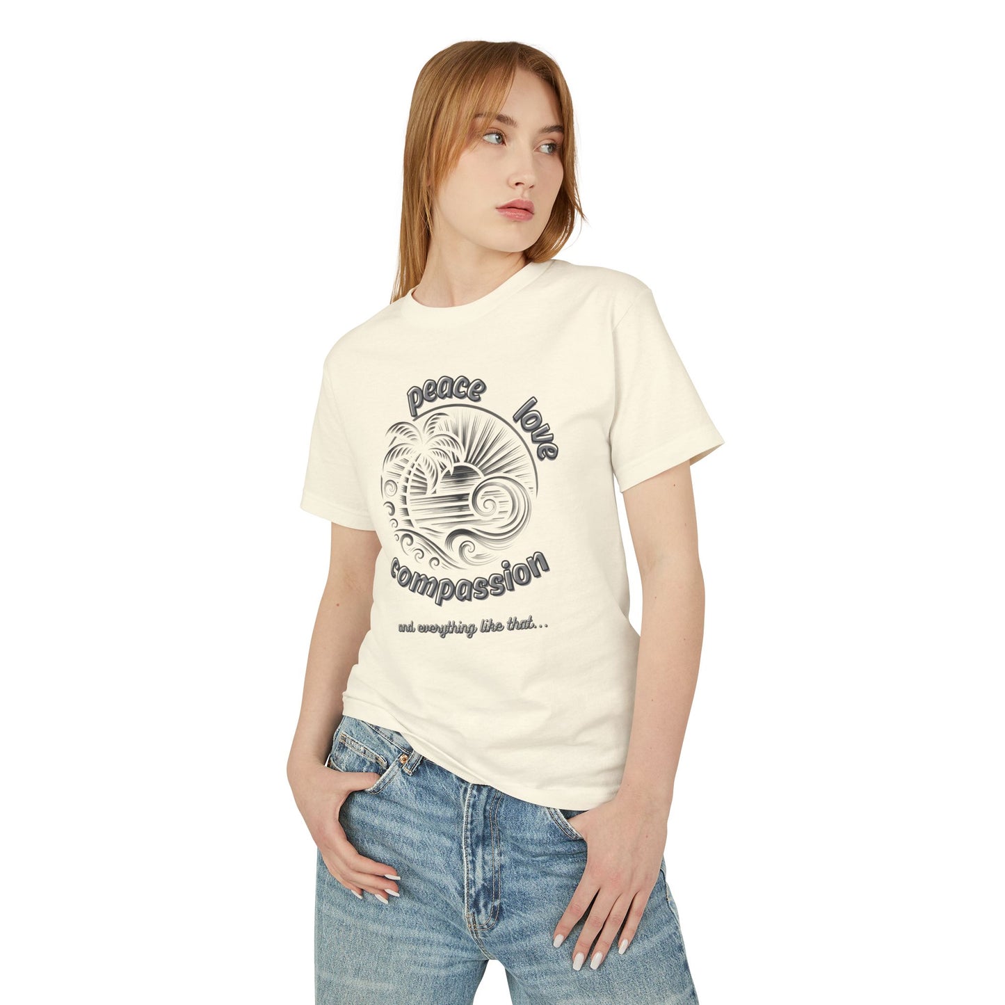 T-Shirt Peace Love Compassion Island Rhythm Tee