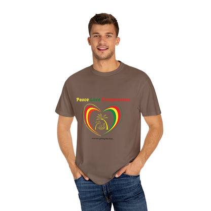 Garment-Dyed T-shirt Island Rhythm Peace Love Compassion - The Island Rhythm