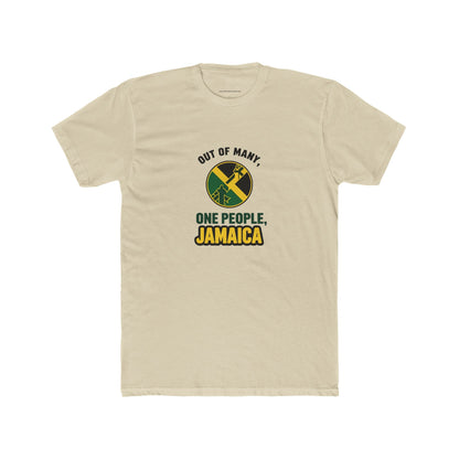 Jamaican Pride Unisex Cotton Crew Tee - Out of Many, One People Graphic T-Shirt - The Island Rhythm
