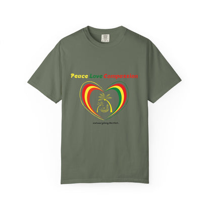 Garment-Dyed T-shirt Island Rhythm Peace Love Compassion - The Island Rhythm