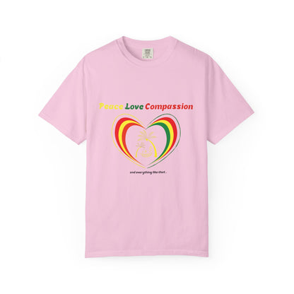 Garment-Dyed T-shirt Island Rhythm Peace Love Compassion - The Island Rhythm