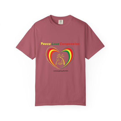 Garment-Dyed T-shirt Island Rhythm Peace Love Compassion - The Island Rhythm
