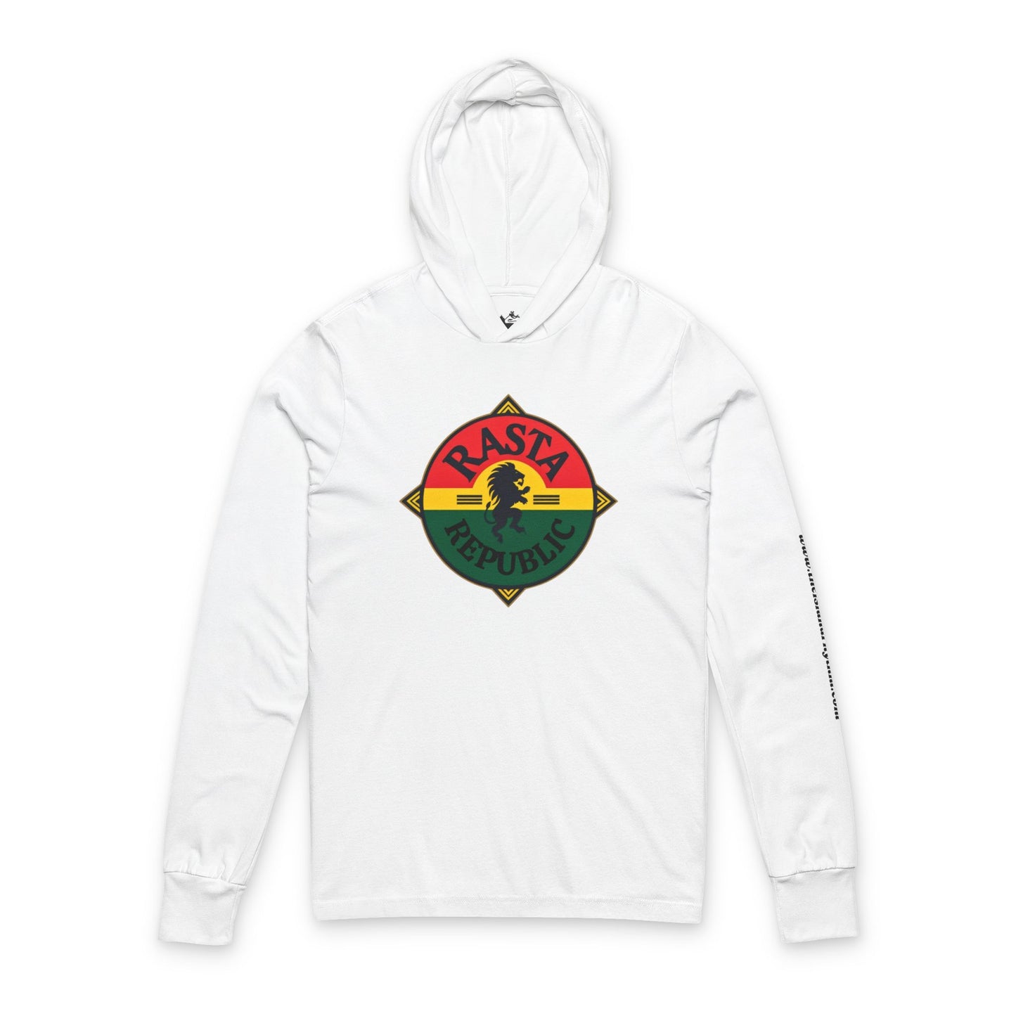 Rasta Republic Unisex Hooded Long Sleeve Tee, Perfect for Festivals, Casual Wear, Music Lovers, Gifts for Him, Unique Streetwear