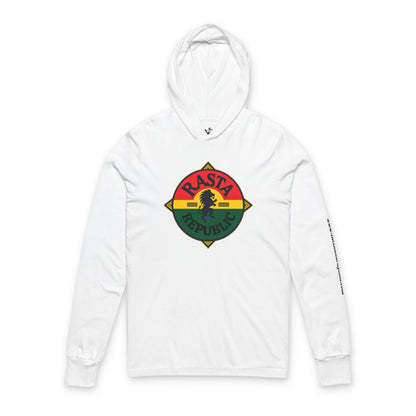 Rasta Republic Unisex Hooded Long Sleeve Tee, Perfect for Festivals, Casual Wear, Music Lovers, Gifts for Him, Unique Streetwear - The Island Rhythm
