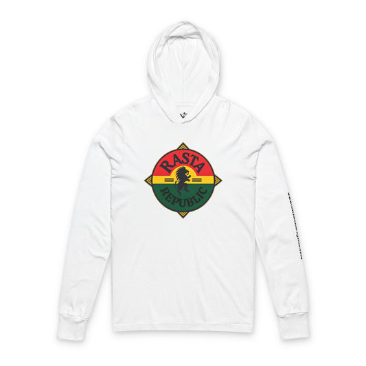 Rasta Republic Unisex Hooded Long Sleeve Tee, Perfect for Festivals, Casual Wear, Music Lovers, Gifts for Him, Unique Streetwear