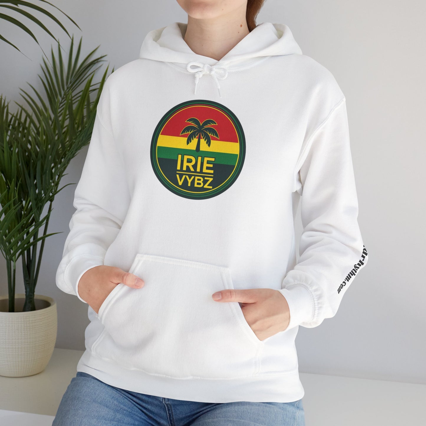 Irie Vybz Unisex Hooded Sweatshirt, Casual Streetwear, Reggae Vibes, Cozy Pullover, Gift for Music Lovers