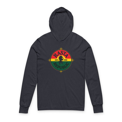 Rasta Republic Unisex Hooded Long Sleeve Tee, Perfect for Festivals, Casual Wear, Music Lovers, Gifts for Him, Unique Streetwear - The Island Rhythm