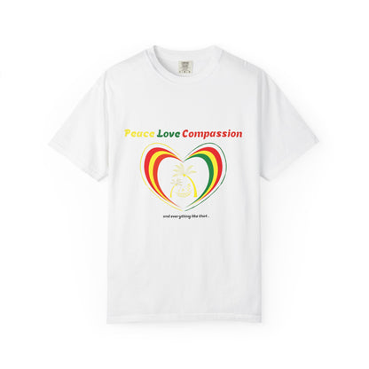 Garment-Dyed T-shirt Island Rhythm Peace Love Compassion - The Island Rhythm