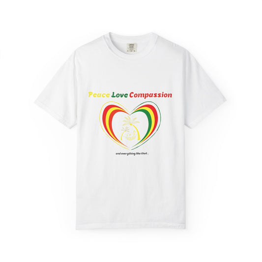 Garment-Dyed T-shirt Island Rhythm Peace Love Compassion