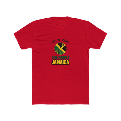 Jamaican Pride Unisex Cotton Crew Tee - Out of Many, One People Graphic T-Shirt - The Island Rhythm