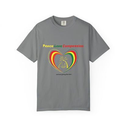 Garment-Dyed T-shirt Island Rhythm Peace Love Compassion - The Island Rhythm